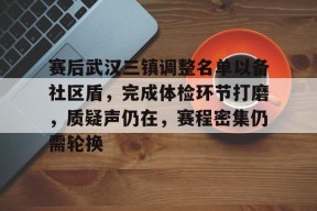 亚博体育官方-赛后武汉三镇调整名单以备社区盾，完成体检环节打磨，质疑声仍在，赛程密集仍需轮换